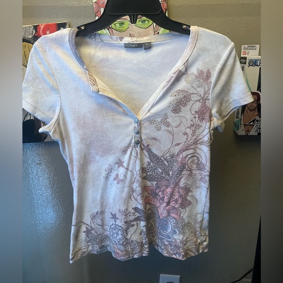 cute indie floral beaded tee - Picture 2 of 4